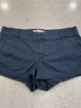 Y2K Abercrombie & Fitch Low-Rise Flat Front Cuffed Chino Shorts Sz 12 Slate Blue
